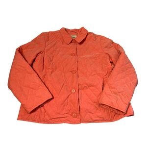 L.L. Bean Quilted Button down  light‎ weight Jacket  Coral Pink Women's M Petite